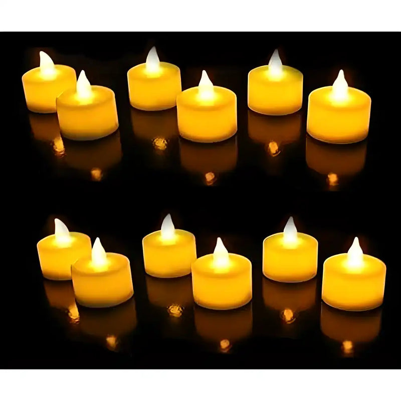 LED Tea Light Candles for Home Decoration – Yellow Diya for Diwali (Pack of 6)