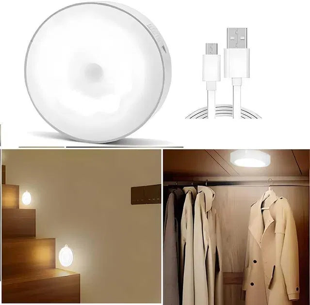USB Rechargeable Motion Sensor Night Light – Wireless LED Wall Light (Pack of 2)